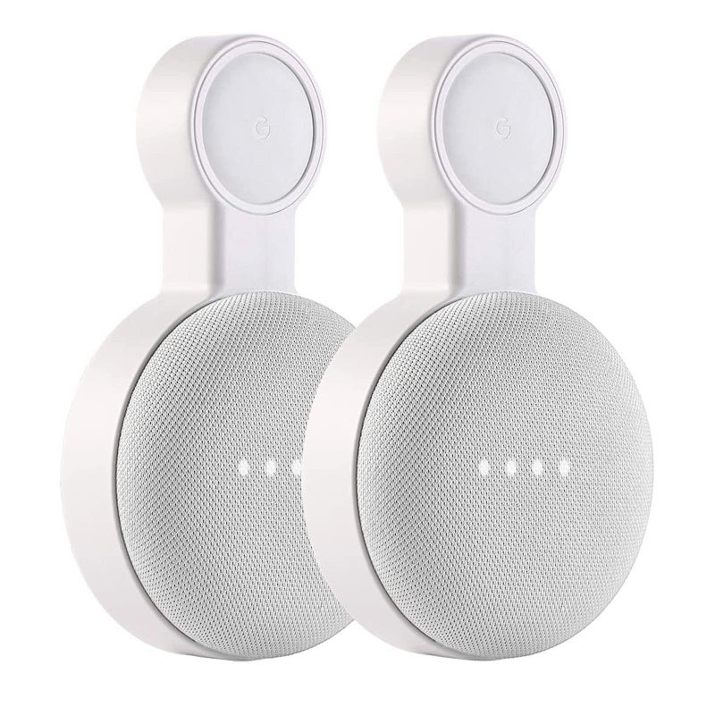 PEF Outlet Wall Mount Holder for Google Nest Mini and Google Home Mini, A Space-Saving Accessories with Cord Management for Google Mini Smart Speaker, No Messy Wires or Screws (2 Pack) - Image 1